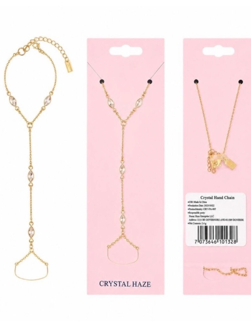 Crystal Haze Crystal Hand Chain – Delicate Statement Jewelry, New in Packaging